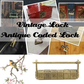 Vintage Furniture Padlock Classic Chinese Character Password Lock Zodiac Padlock for Cabinet Jewellery Wooden Box