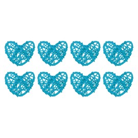 MECCANIXITY 8Pcs Heart Shaped Rattan Ball Vase Filler Natural Rattan for Valentine's Day Decoration Wedding Home Decoration Light Blue 2 in