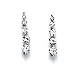 925 Sterling Silver Cubic Zirconia Journey Earrings Stud Earring for Women