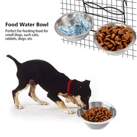 Dog Plates Bowl, Stainless Steel Dual Hanging Pets Feeding Bowl Cat Feeder Diner Dish Pet Food Water Dishes Set with Hook for Crate Cage Puppy Kitten Small Medium Pets 5.12×1.57inch