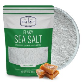 Flaky Sea Salt, Hand Harvested Sea Salt Flakes, Baja Fleur de Sel Flake Salt, Gourmet Finishing Flaky Salt for Baking and Cooking, 14 oz Bag, Sea Salt Superstore