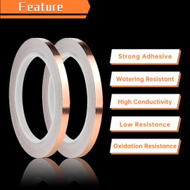 7/32 Inch Black Backed Copper foil Tape for Stained Glass, Supplied by Wonderway(2 Rolls)