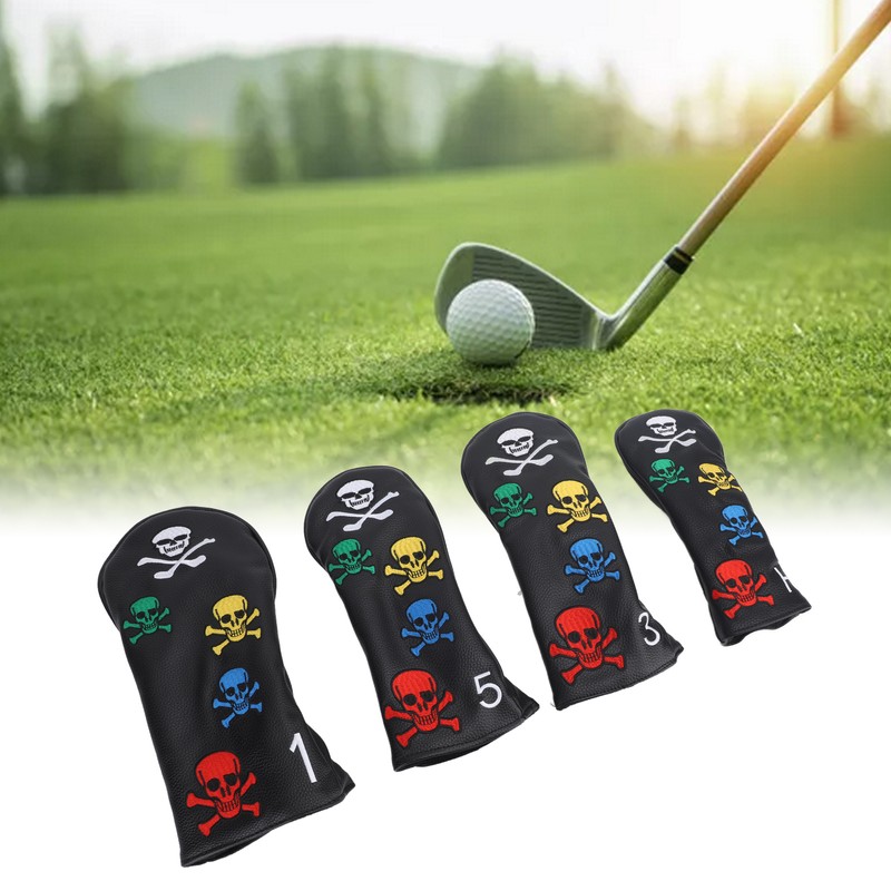 4Pcs Skull Golf Club Head Covers Golf Club Headcovers Colorful
