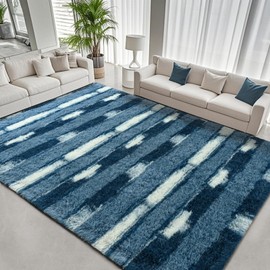FALARK 6x9 Large Area Rugs for Living Room, Fluffy Soft Plush Cute Blue Rug for Boys Room, Modern Indoor Non Slip Washable Carpet, Furry Throw Carpets for Bedroom Home Decor