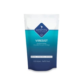 Antibacterial Cleaning Wipes - Viresist 10 Day Residual Protection - Sanitising Surface Wipes for all Hard Surfaces- Made in UK - Refillable Pouch of 150 Large Strong Wet Wipes - Refill Pack of 1