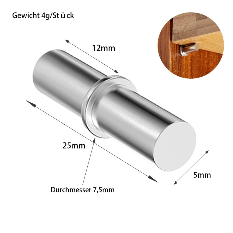 ORTAVA Shelf Support 5 x 25 mm, Pack of 40