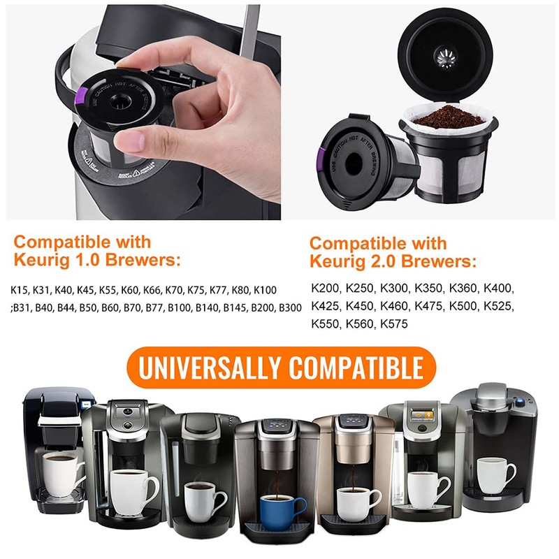 Reusable K Cups with Paper Filters Set, Including 4 Pack