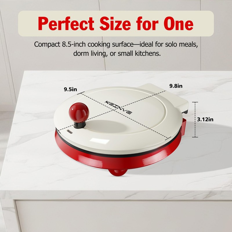 KEINVE 1000W Pizza Maker, 2-in-1 Indoor Griddle and Pizza Cooker,