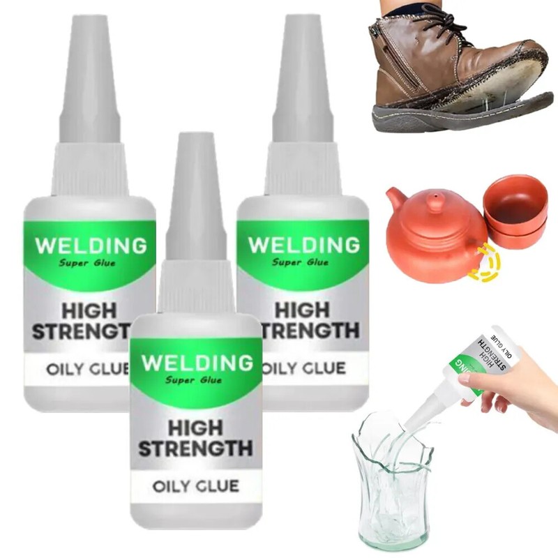 JUE-FISH 3PCS Welding High Strength Oily Glue Plastic Super For