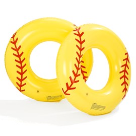 wimming Pool Tubes-2PCS Inflatable Pool Floats for Adult Swim Ring Pool Floaties Inflatable Swimming Pool Raft Party Water Summer Beach Lounger Float Party Supplies (Yellow Baseball)