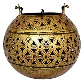ETROVES Yellow Lanterns Hanging Moroccan Style Candle Lantern with Hook, Glass Tealight Holder for Indoor Outdoor