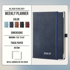 In-Luxpro Planner 2026-2027 Weekly & Monthly Planner, 18 Month Academic Calendar July 2026 – Dec 2027, Horizontal Layout with Monthly Tabs, Hardcover Business Agenda Organizer, Dark Blue