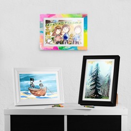 JAMAT HOME Picture Frame for Children's Drawings, A4 Frame Hinged for Arts & Artworks, Photo Frame Fillable for Opening and Changing, DIN A4 Drawings (Colourful)