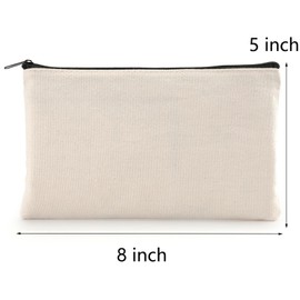 Yarlung 32 Pack Canvas Zipper Pouch, 8x5 Inches Blank DIY Craft Pen Pencil Case Multipurpose Makeup Bags for Cosmetic, Invoice Bill, Travel Toiletry, Black Zippers