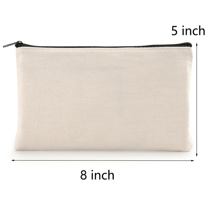 Yarlung 32 Pack Canvas Zipper Pouch, 8x5 Inches Blank DIY