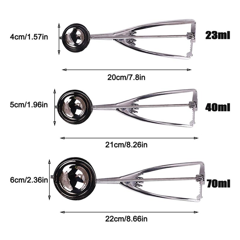 Cookie Scoop Set,3 PCS Stainless Steel Ice Cream Scoop,Ice Cream