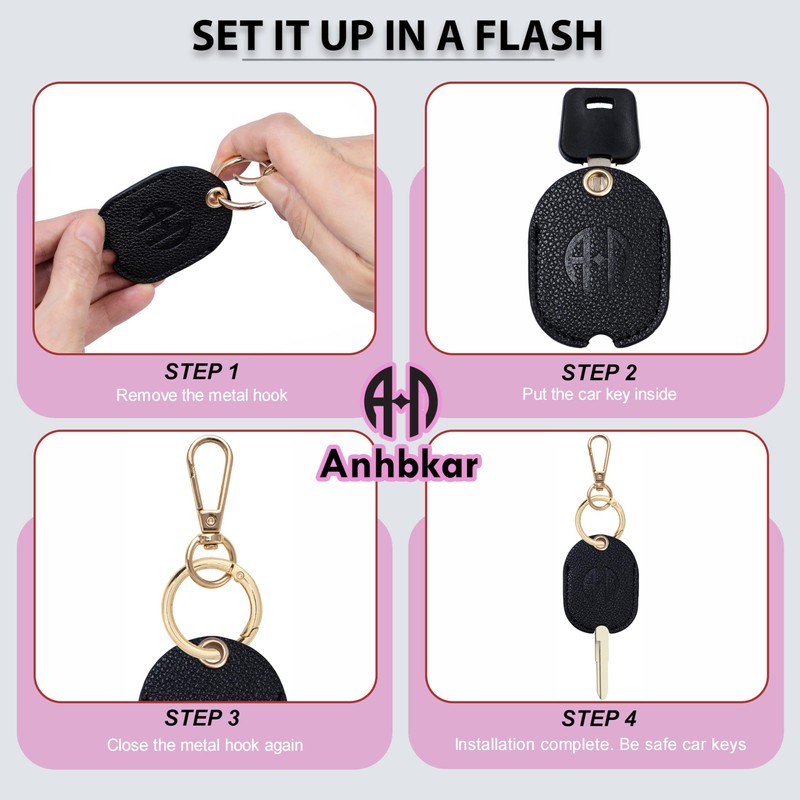 ANHBKAR Leather Keys Sleeve for Broken Car Key Loop Replacement