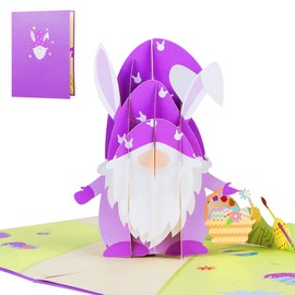 D4DREAM Easter Gnome Basket Pop Up Card with Envelope 5" x 7" 3D Easter Eggs Basket Greeting Card Spring Greeting Card for Kids Son Daughter Boy Girl Grandson Granddaughter Happy Easter Gifts Card