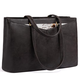 LOVEVOOK Laptop Bag for Women,15.6 Inch Laptop Tote Bag for Women,Vintage Leather Work Tote Bags Computer Business Teacher Bag,Waterproof Office Briefcase