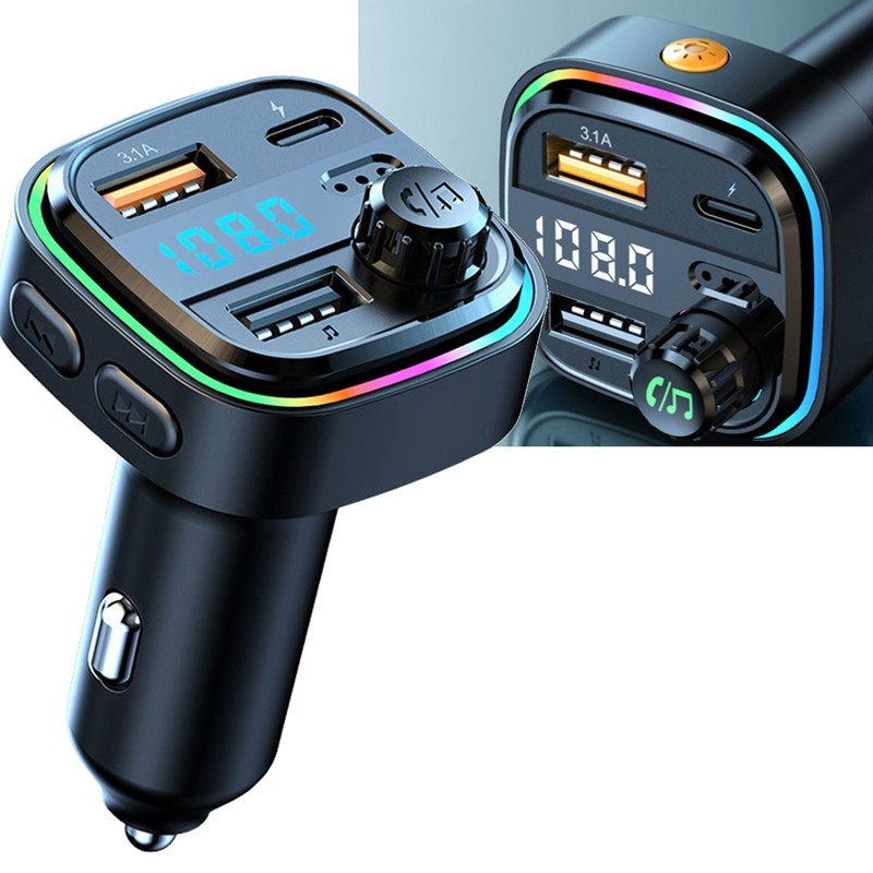FM Transmitter Dual USB 1 Type C Multi Protection RGB