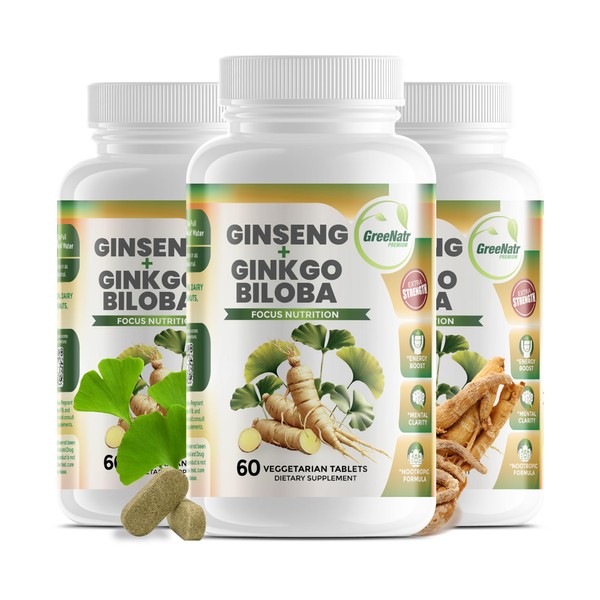 GreeNatr Ginko Biloba & Panax Ginseng Supplement - Red Ginseng