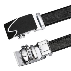Flintronic Men's Belt, Leather Ratchet Automatic Belt for Men Leather Belt Width 3.5 cm. / 1.37 inches. Length 125 cm. / 49.21 inches. (incl. Keychain & Gift Box) - *20 black, size: 1
