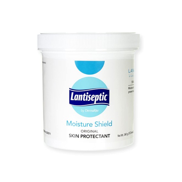 Lantiseptic Moisture Barrier Skin Cream, 12 oz. Jar - Lanolin Ointment Treats and Protects Dry, Irritated, Chaffed, and Cracking Skin- 50% Lanolin Enriched - by DermaRite