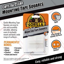 Gorilla Mounting Tape Squares Crystal Clear (1 Pack)