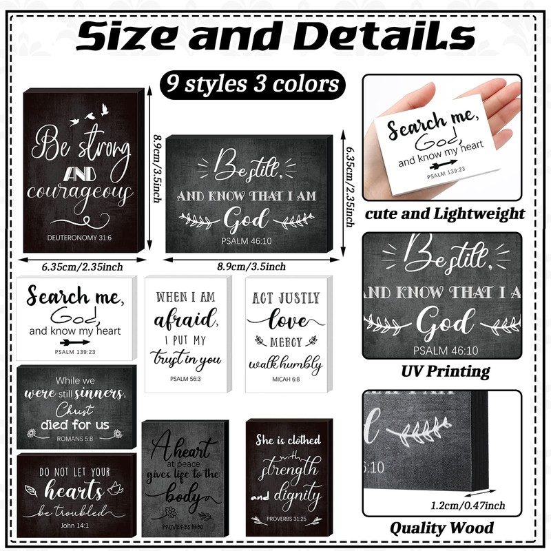 Purpeak 9 Pcs Bible Verse Mini Wood Signs Wooden Religious