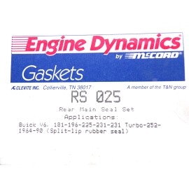 Engine Dynamics Rubber Rear Main Bearing Seal Gasket Set RS025 Fits Various Buick 225 231 252 V6