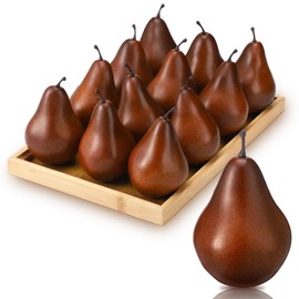 Wavwavw 12 Pcs Artificial Fruit Fake Brown Pear Bulk Lifelike Simulation Pears Decorative Fake Fruit Decor Artificial Fruit Model for Photography Props Home Decoration Supermarket Display