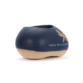 DEMDACO Inspired Everyday Collection Enjoy The Journey Dragonfly 2-Toned Blue White 4.5 x 2.5 Stoneware Indoor Standing Planter for Your Green Thumb