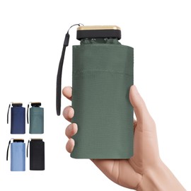 Real Star RST5056 Folding Umbrella, Ultra Lightweight, 6.7 oz (190 g), 6 Tiers Extendable, Compact, Front and Back Side, 20D High Density Fabric, Solid Color, Flat Design, Men's, Women's, Sun or Rain,