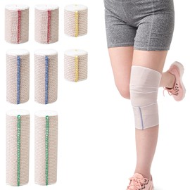 Mix Elastic Bandage Wrap 8 Pack (2x2", 2x3", 2x4", 2x6"), Compression Bandage Wrap for Ankle, Elbow, Knee, Shoulder,Tummy, Body, Premium Sport Support & Injury Recovery, Reusable & Durable