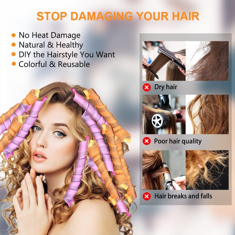 URAQT Hair Curlers, Rollers, DIY Styling Kit for Long Hair,
