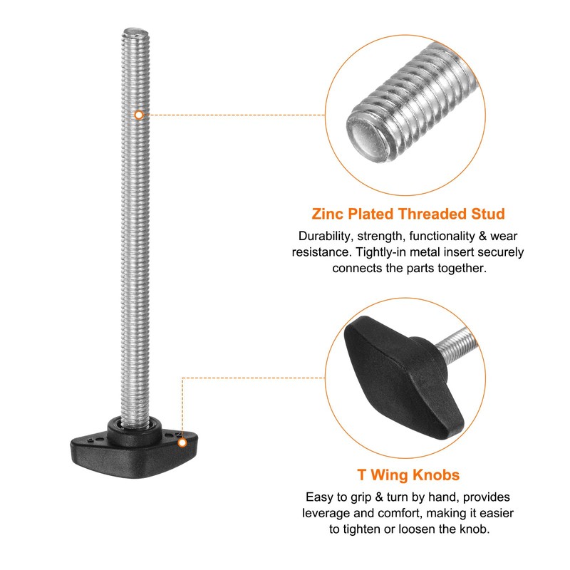QUARKZMAN 4 Pcs T Wing Knobs Thumb Screws M8 x