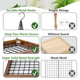 Plant Hanger Indoor Outdoor, 16" Large Hanging Planters for Indoor Plants Hanging Plant Holder Wood Metal Hanging Plant Shelf Large Hanging Baskets for Plants Outdoor Window Ceiling (2 Pack )