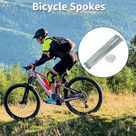 TUCKBOLD Bicycle Spokes Bike Wheel Spokes Silver Tone Nipple 1 Set 14G 195mm Length Carbon Steel Galvanized