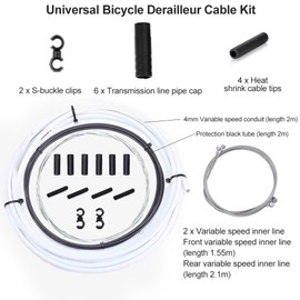 Cerioll Shift Cable Set, Universal Bicycle Shift Cable, Bicycle Shift Cable Set, with 2 m Outer Cover, for Mountain Bike, MTB, Road Bike (White)