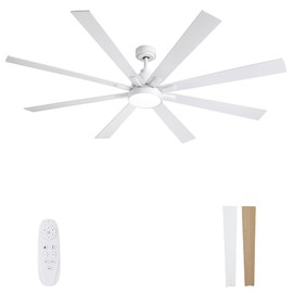 Autoday Large Ceiling Fans with Lights and Remote - 72 Inch White Ceiling Fan with Light, Quiet DC Motor, 3 CCT,Modern Dimmable LED Lighting & Large Ceiling Fans for Living Room Patio, Indoor/Outdoor