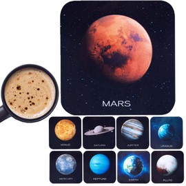 VEVMAX Premium AI Designed Coasters - Ideal for Hot Drinks on Coffee and Dining Tables - Funny, Cool, and Cute Coasters Set - Protect Surfaces Durable and Thick Drink Coasters Planet (9-Pack)
