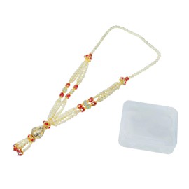 Artificial Mala Pearl Beads Garland Haar Moti Mala for Idol-Mala for God Statues Accessories Pooja Sringar Articles Ornament for Indian Traditional Cultural Festival Decoration(Size-9")(White)