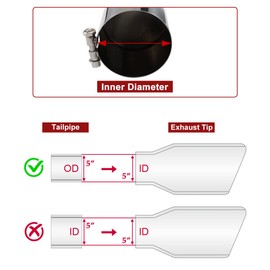 Upower 5 inch Turn Down Tail Pipe Tips 5" Inlet/Outlet 16" Long Exhaust Tip Stainless Steel Bolt-On Diesel Exhaust Tip