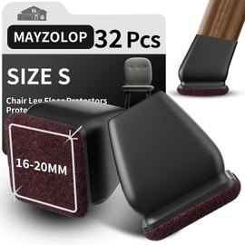 MAYZOLOP 32PCS Chair Leg Floor Protectors, 0.75inch Small Black Caps for Tilt Legs, Hardwood Protectors for Furniture With Felt Pads Sliders, No Scratches No Noise