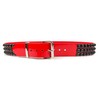 Patent Red Three Row Black Pyramid Stud Belt Vegan Leather