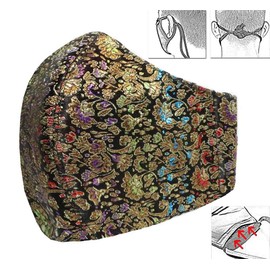 CINNEA® Black Blossom Adjustable Mouth Guard Community Mask Mask with 2 Wearing Styles + Free Storage Bag