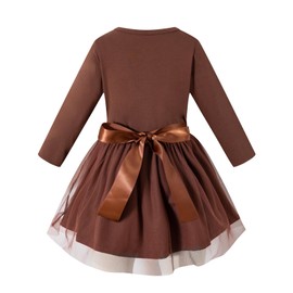 Yruiz Little Girls Toddler Christmas Reindeer Costume Dress Brown Party With Deer Ear Hair Band（1-2Y）