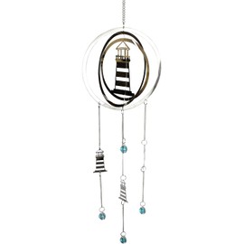 Lighthouse Wind Chime Metal 80 x 18 cm Maritime Garden Figure Living Decoration GCG D55