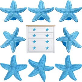foxwake Starfish Drawer Pulls and Knobs 8Pack Glittery Animal Cabinet Knobs Cute Knobs for Kitchen Bathroom Dresser Blue Ocean Beach Theme Handles
