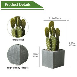 Airbirhom Cactus Artificial Plants in Gray Pots, Realistic Faux Cactus Potted Décor for Home, Office, Kitchen, Living Room, Desk, Shelf, and Indoor Decoration (Oblate)